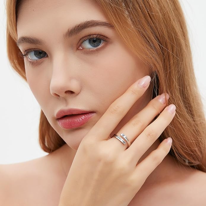 BEILIN 925 Sterling Silver Inspirational Jewelry Rings Adjustable Ring Personality Encouragement Gift for Teens Women
