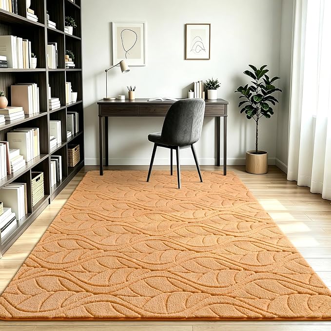 Macgace Soft Area Rug for Girls Bedroom, 3x5 Apricot Tan Shag Rugs | Washable Non-Slip Backing Medium Pile Modren Fuzzy Carpet for Kids Room, Classroom, Living Room, Dorm