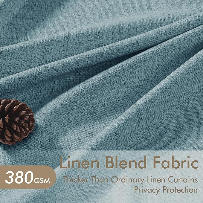 MIULEE Pinch Pleated Thick Linen Curtains 84 Inch 4 Panels Set Back Tab Memory Trained Pinch Pleat Semi Sheer Light Filtering Privacy Let Light in Window Drapes for Living Room Bedroom Dusty Blue