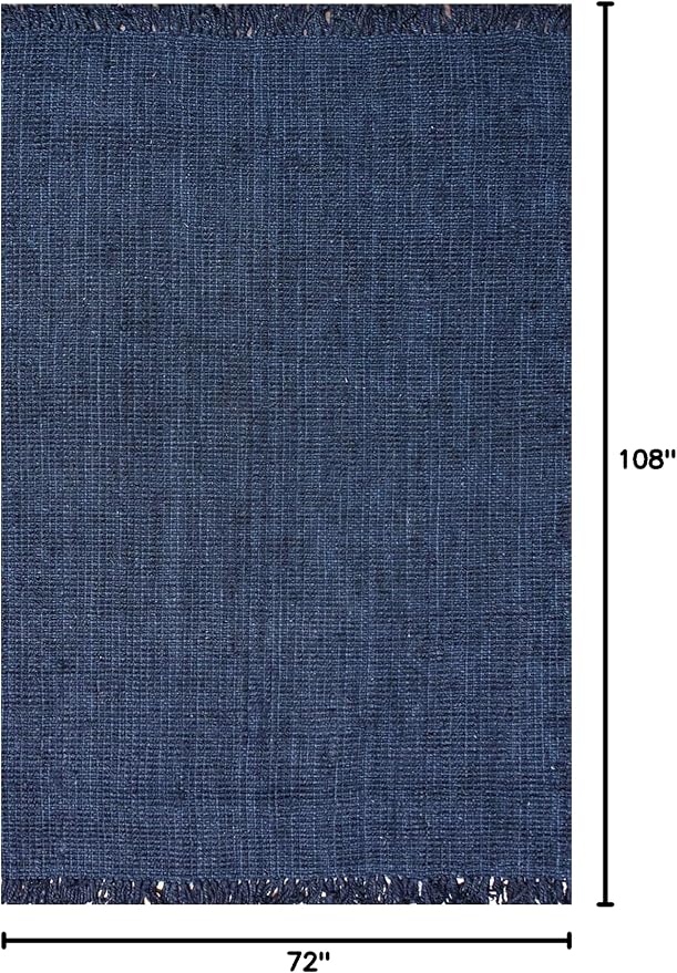 nuLOOM Daniela Farmhouse Chunky Jute Area Rug, 6x9, Navy Blue