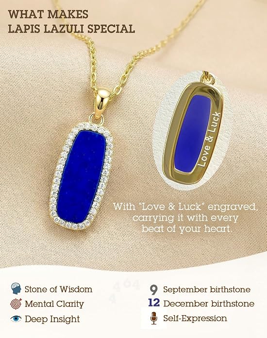 Natural Gemstone New Beginnings Birthday Graduation Gifts 925 Silver Jewelry Plated with 18K Gold Protection Necklace for Women
