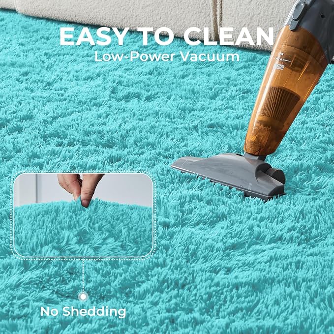 OPPODREAM 5x7 Aqua Blue Rugs for Bedroom, Ultra-Soft Fluffy Area Rugs for Living Room, 5 x 7 Shag Carpet for Nursery, Kids, Girl, Boy, Baby, Plush, Fuzzy, Shaggy, Cute Home Decor