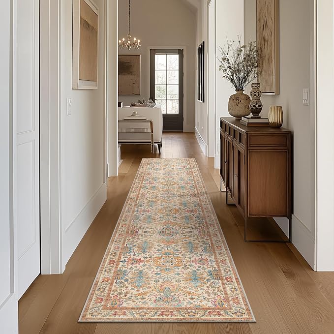 Bavni Bedroom Rug Runners for Hallways, Washable Runner Rug 2x10, Low Pile Non-Slip Indoor Throw Carpet for Bedroom Laundry Room, Turmeric