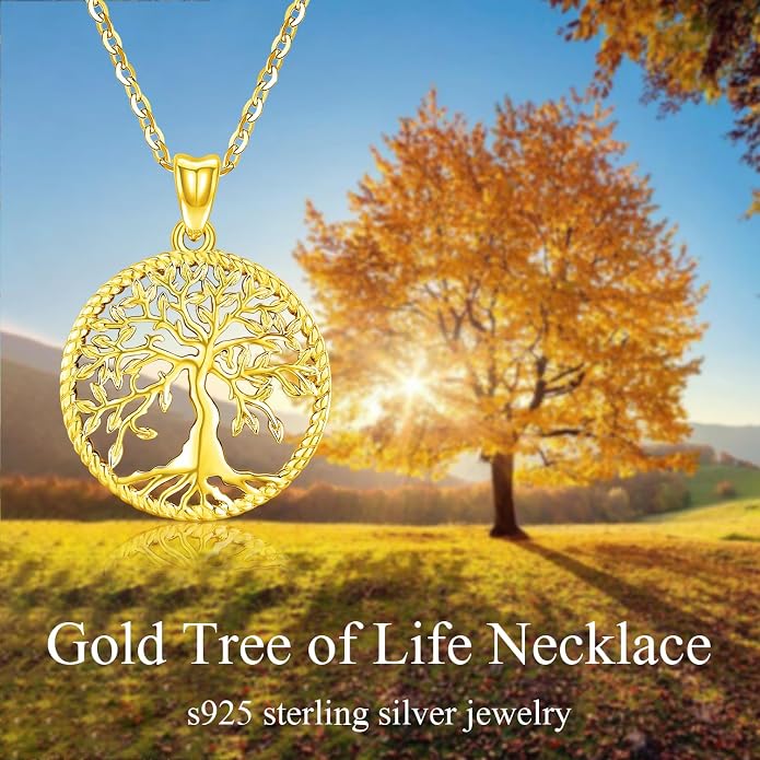 Odinstone Tree of Life Necklace, Sterling Silver Pendant for Women Family Tree Necklaces Jewelry for Mom/Wife/Grandma(With Fine Gift Box)