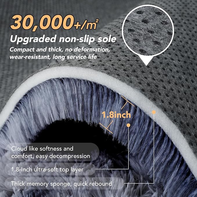10x12 Living Room Rugs Area Rugs: Large Tie-Dyed Dark Grey Shag Area Rugs for Living Room- 10x12 Big Shaggy Rugs- Tie-Dyed Dark Gray Soft Indoor Carpets for Bedroom, 10x12Feet
