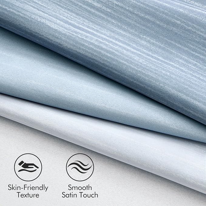 MIULEE Stone Blue and Greyish White Ombre Blackout Curtains, Full Room Darkening Thermal Insulated 84 Inches Long Drapes for Bedroom/Living Room Grommet Window Treatments Modern 52Wx84L, Set of 2