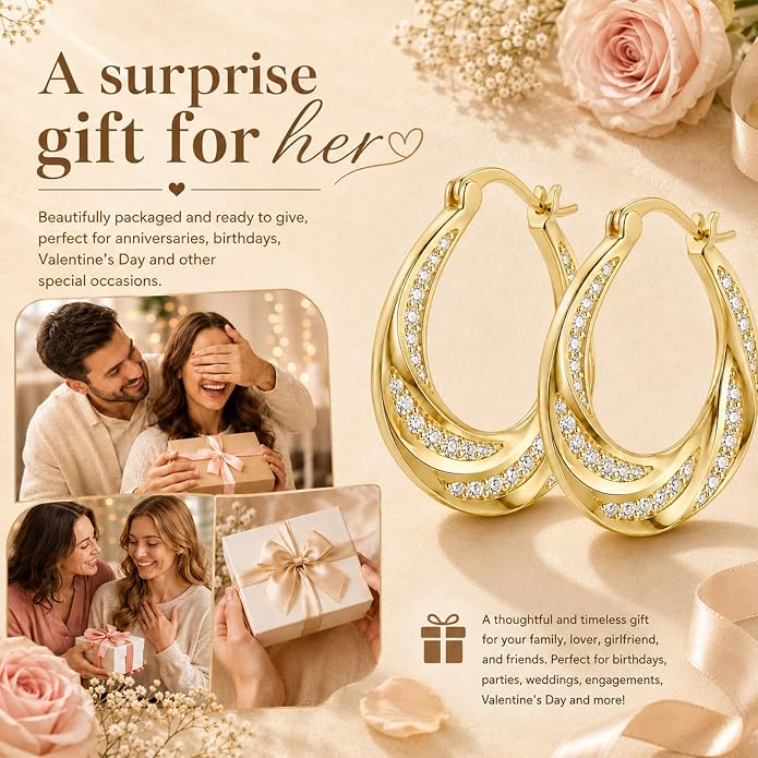 Gold Dainty Hoop Earrings for Women Hypoallergenic Lightweight 14K Gold Huggie Earrings Jewelry Valentines Day Gifts for Wife Girlfriend Her