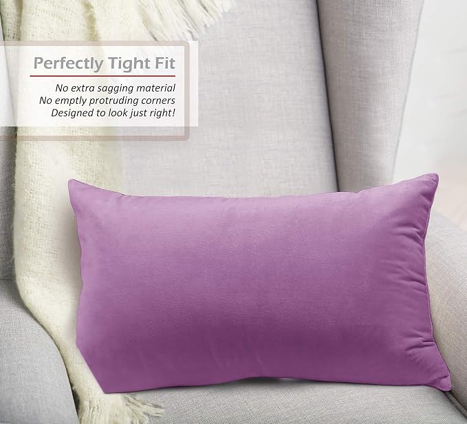 Nestl Throw Pillow Covers, Cozy Velvet Decorative Pillow Covers 12 x 20 Inches, Soft Solid Couch Pillow Covers for Sofa, Bed and Car, Set of 4 - Lavender Dream