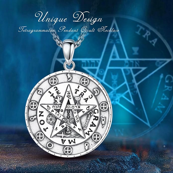 AEONSLOVE Tetragrammaton De Plata 925 Sterling Silver Tetragrammaton Necklace/Metatron Cube Pendant Amuleto De Proteccion Gifts for Women Men
