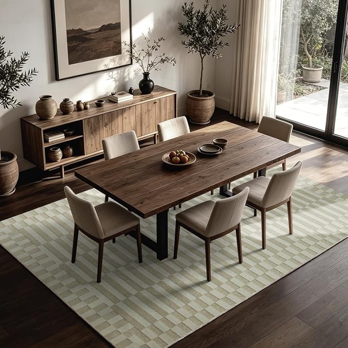 Washable Rugs 8x10 Area Rugs for Living Room,Bedroom,Dining Room-Neutral Morocco Rugs with Non Slip Backing,Large Soft Carpet for High-Traffic Areas Nursery Farmhouse Home Office (Beige Brown)