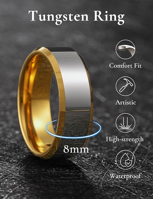 King Will BASIC Men Women 4mm/5mm/6mm/7mm/8mm Titanium Rings Polished Wedding Band Engagement Anniversary Band Comfort Fit