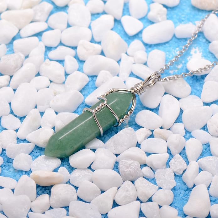 Mineral Stone Point Wire Wrapped Healing Crystal Pendant Necklace for Women Man