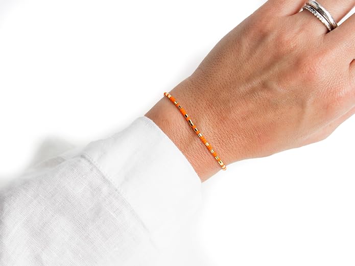 NAZ COLLECTION – Dainty Seed Bead Bracelet, Handmade Multicolor Bohemian Stackable Beaded Bracelets, Colorful Beach Surfer Boho Bracelets, Adjustable Charm String, Summer Jewelry for Women, ADULT Bracelets