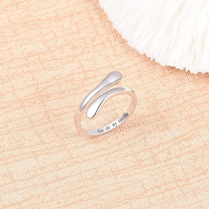 Fookduoduo 925 Sterling Silver Ring Inspirational Jewelry adjustable Wrap Open Rings for Women