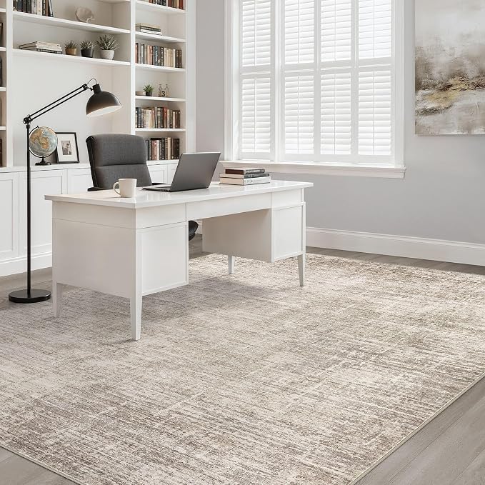 10x14 Area Rugs Living Room: Washable Large Neutral Brown Rug Abstract Soft Modern Stain Resistant Indoor Floor Non-Slip Carpet for Bedroom Nursery Kids Office Playroom Dining Room Under Table Home