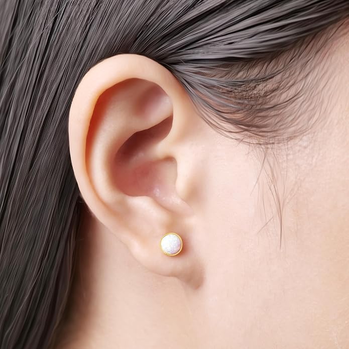 limerencia 18G Hypoallergenic Titanium Opal Threadless Nose Stud Earrings, 2PC Flat Back Push in Stud Earrings Labret Medusa Monroe Helix Cartilage Tragus Conch Piercing Jewelry for Women Men