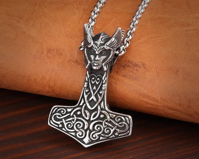 Baldur Jewelry - Thors Hammer Necklace Pendant Mjölnir - Viking Norse Thor Hammer Pendant Viking Jewelry - Thor Necklace - Thor Gifts for Men - Viking Necklace for Men