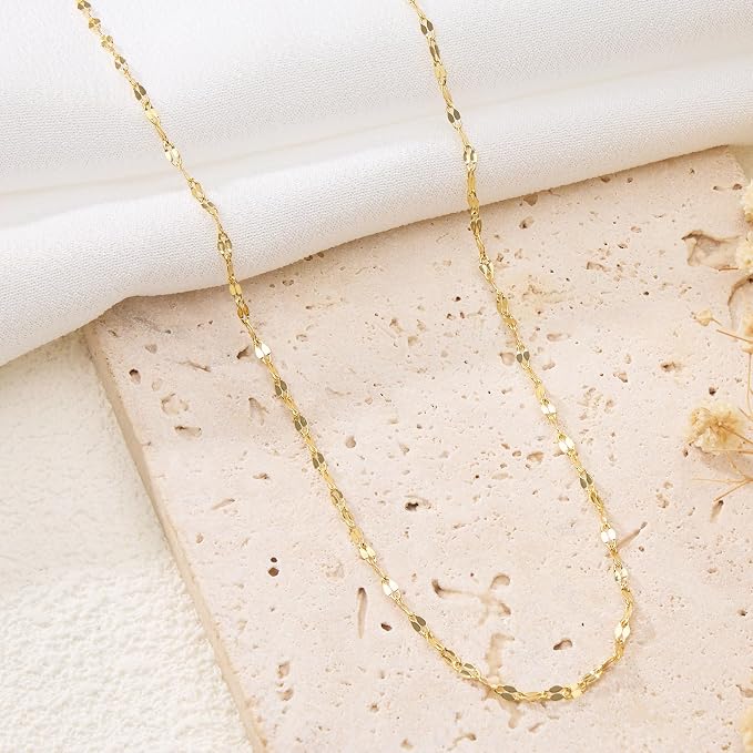 GTVOODX 33 Feet 18K Gold PVD Plated Stainless Steel Lip Chains for Jewelry Making 2mm Dapped Sequin Chain Spool Bulk for DIY Necklace and Bracelet Accessories