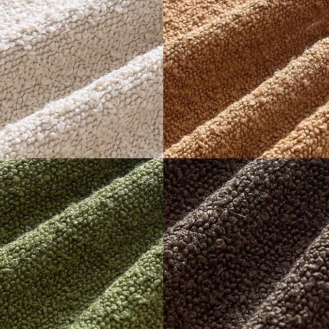 MIULEE Decorative Boucle Throw Pillow Covers 18x18 Green Brown Set of 4 | Textured Accent Pillow Cases Soft Couch Cushion Covers for Modern Farmhouse Boho Sofa Bed Livingroom Home Decor