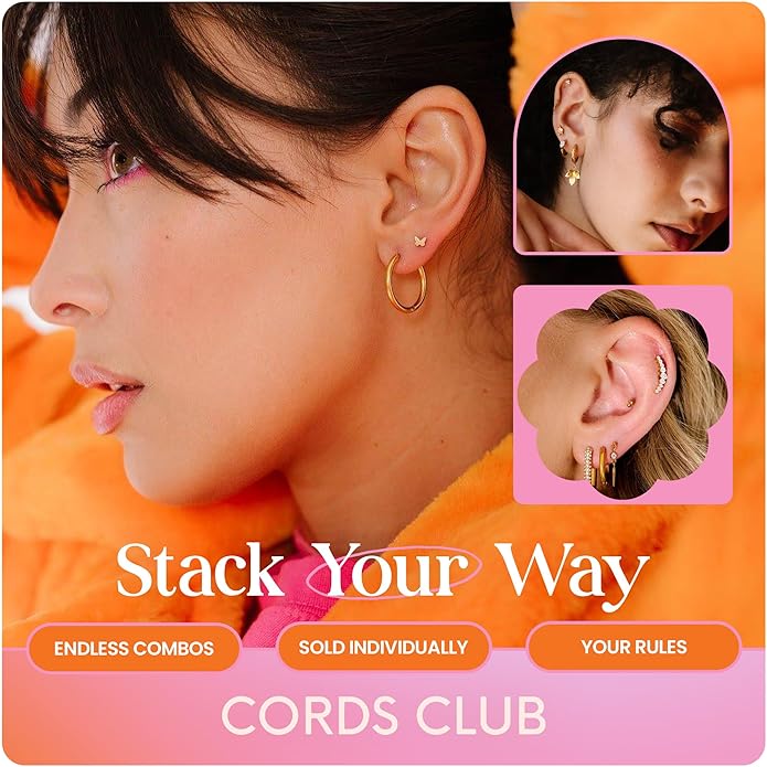 Cords Club Crystal Ear Climber Flat Back Stud – ASTM-F136 Implant Grade Titanium - Push Pin Design for Sensitive Ears (Single Earring)
