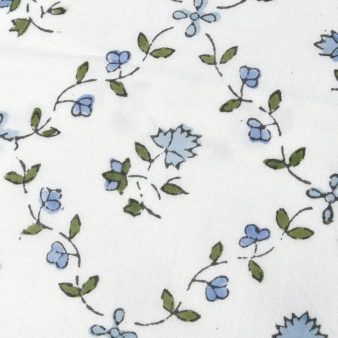 Ridhi Block Print Powder Blue Pillow Cover 24" x 24" (Pack of 2) Decorative Couch Pillows for Living Room, Farmhouse Chic Boho Cute Outdoor Pillows Covers Gifts for Spring, Mother's Day