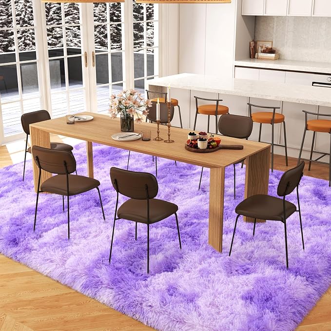 Dssimo 9x12 Area Rugs for Living Room, Purple Tie-Dyed Plush Fluffy Carpet | Upgrade Non-Slip Thick Large Plush Shag Rugs for Nursery Kids Room Dorm Room Home Decor, Indoor Plush Floor Carpet
