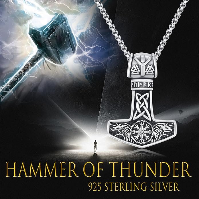 Viking Necklace for Men 925 Sterling Silver Nordic Viking Necklace Viking Amulet Jewelry Gifts for Men Women