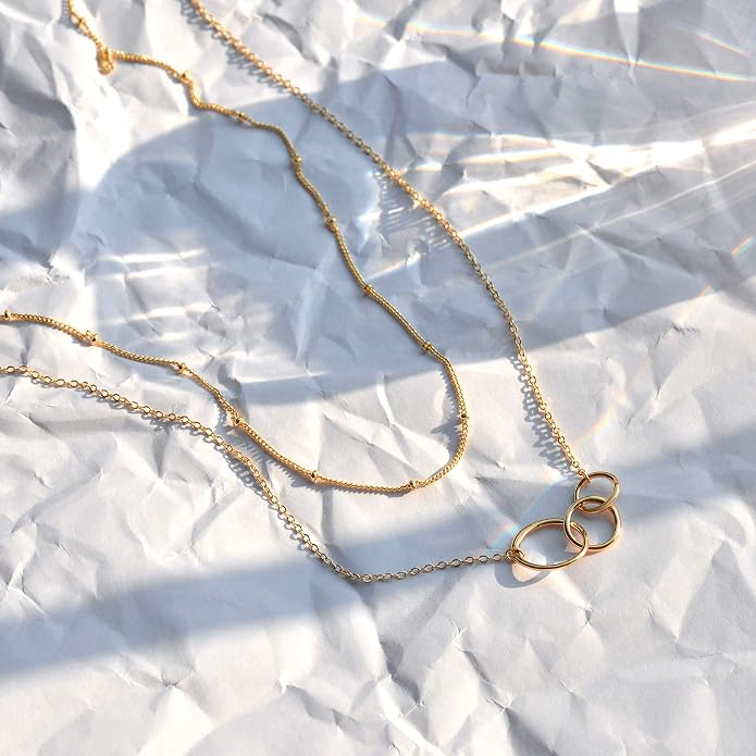 MEVECCO Layered Heart Necklace Pendant Handmade 18k Gold Plated Dainty Gold Choker Arrow Bar Layering Long Necklace for Women