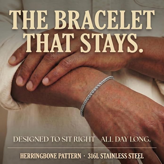 Galis Mens Bracelet - Stainless Steel, Non Tarnish Rope Chain Bracelets, Stylish Fathers Day Gift for Dad, Husband, Boyfriend.
