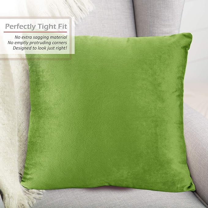 Nestl Throw Pillow Covers, Cozy Velvet Decorative Outdoor Pillow Covers 16 x 16 Inches, Soft Solid Cushion Covers for Sofa, Bed and Car, Set of 2 - Garden Green