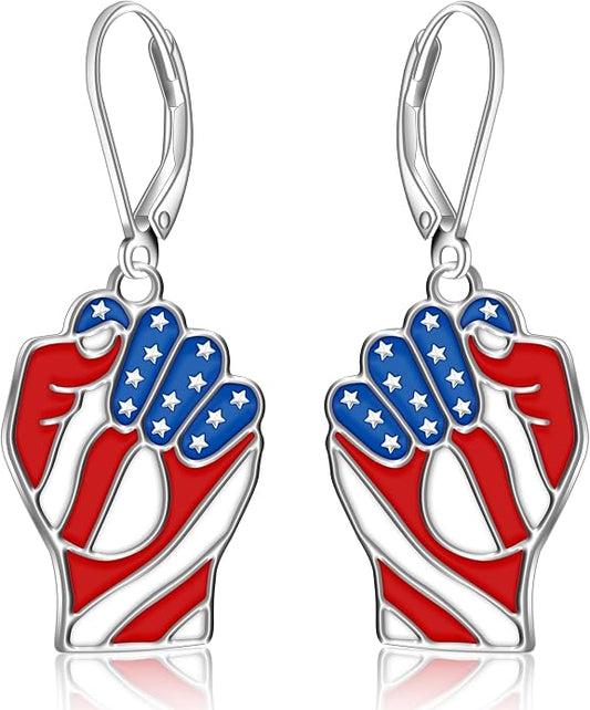 Black Cat/4th of July/Bat/Spider/Pumpkin/Wolf/Bunny/Sun and Moon/Turtle/Raven 925 Sterling Silver Leverback Dangle Earrings Moon Gothic Christmas Earrings Jewelry Gift for Women