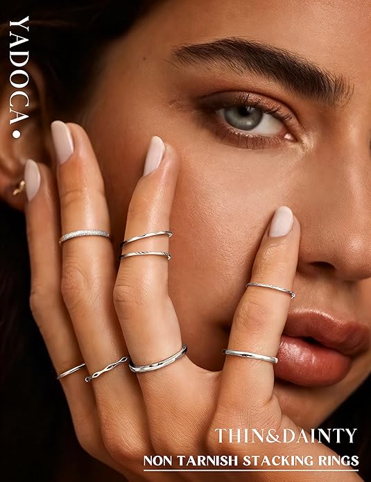 YADOCA 925 Sterling Silver Post Hoop Earrings For Girls with Stainless Steel Rings for Women Dainty Plain Thin Stackable Silver Tone Rings Hypoallergenic Huggie Earrings For Sensitive Ears