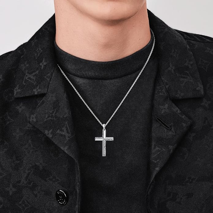 PRAYMOS Cross Necklace for Women Men, 925 Sterling Silver Simple Dainty Cross Necklace, Christian Religious Jewelry, Mothers Day Fathers Day Anniversary Birthday Gift