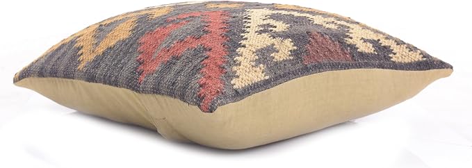 Chouhan Rugs 4 PCS Set of Hand Woven Jute Kilim Cushion Cover Indian Vintage Pillows 18X18 Rug Boho Shams (Pattern 3)
