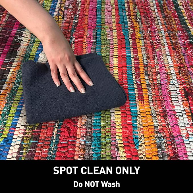 Chardin home - Eco Friendly 100% Recycled Cotton Colorful Chindi Area Rug, Multi (24x36 Inch.)