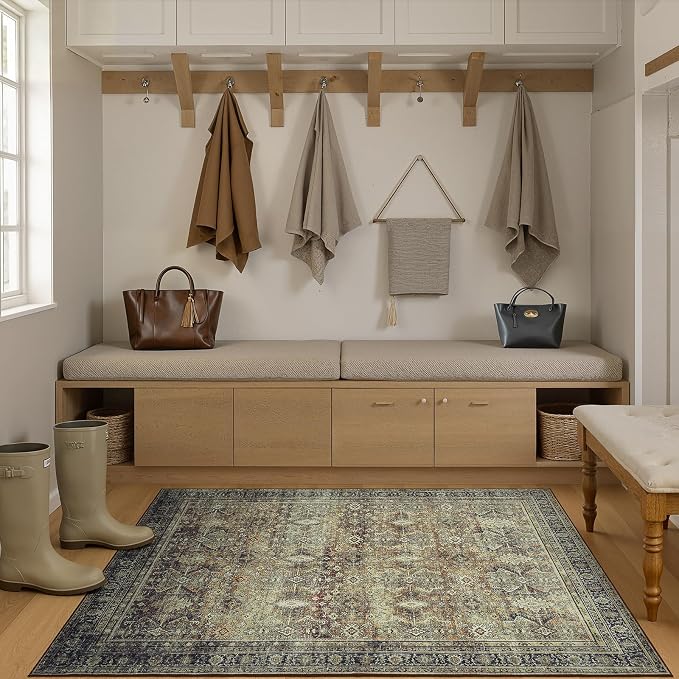 Lofus 3x5 Area Rug for Entryway,Brown Non Slip Area Rugs for Kitchen, Washablee Soft Rugs for Bedroom, Living Room, Tool Room Nursery Room Decor