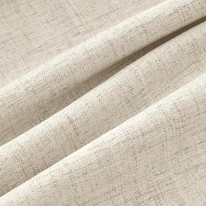 MIULEE 100% Blackout Linen Curtains for Bedroom 42 x 72 Inch Cream 2 Panels | Thermal Insulated, Room Darkening Drapes for Living Room, Back Tab Rod Pocket Pinch Pleated, Solid Luxury Decor