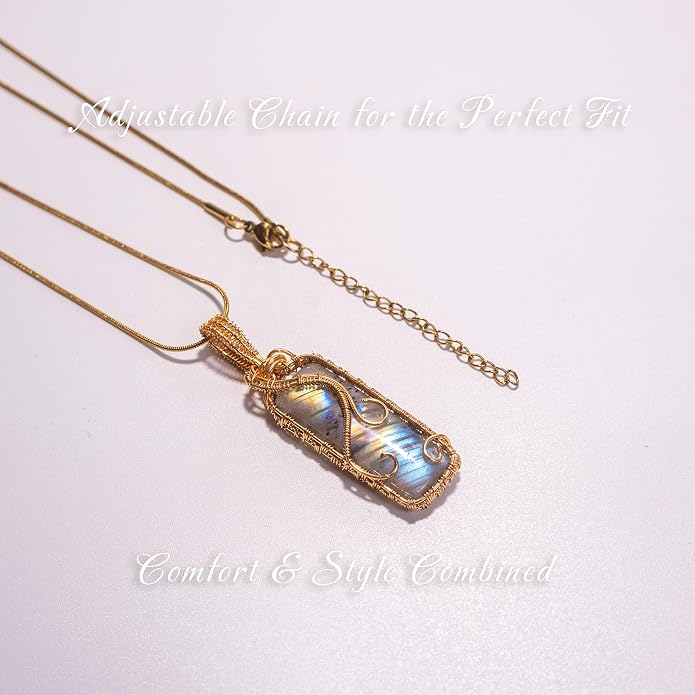 Natural Faceted Labradorite Pendant Necklace – Unique Stone of Magic & Transformation, Iridescent Flash Gemstone Jewelry, Handmade Healing Crystal Gift for Women, Birthday, Anniversary, Spiritual Awakening & Intuition
