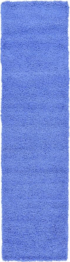 Unique Loom Solid Shag Collection Area Rug (2' 7" x 10' Runner, Periwinkle Blue)