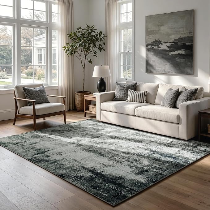 Washable Rugs 5x7 Area Rugs for Living Room,Bedroom,Dining Room,Nursery | No Creases,Stain Resistant,Non Slip Modern Abstract Soft Low Pile Carpet for Hardwood,High-Traffic Area,Kids & Pet Friendly