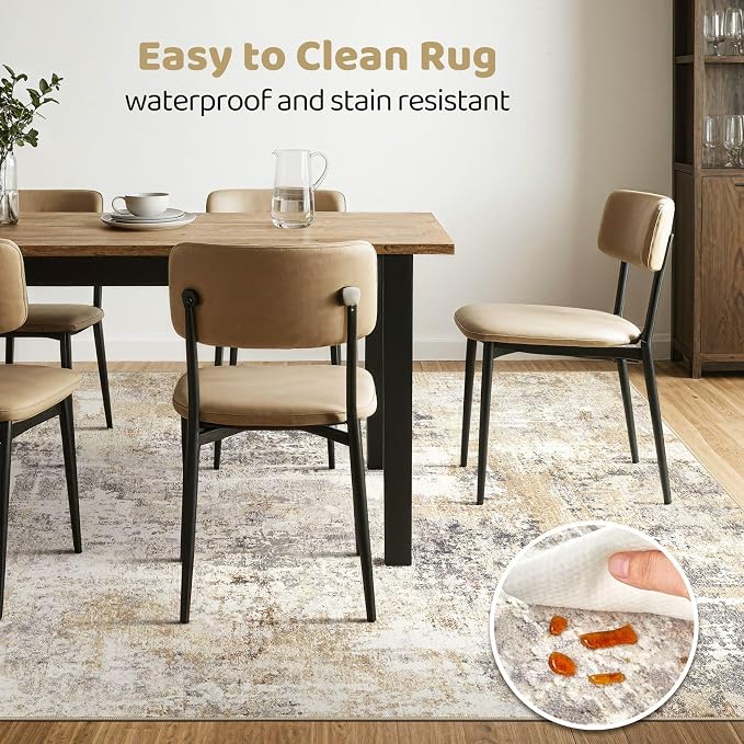 7x10 Area Rug Living Room: Washable Large Abstract Modern Soft Rugs Stain Resistant Indoor Floor Non-Slip Accent Carpet for Young Career Worker Aged 25-34 - Bedroom Playroom Office Dining Room