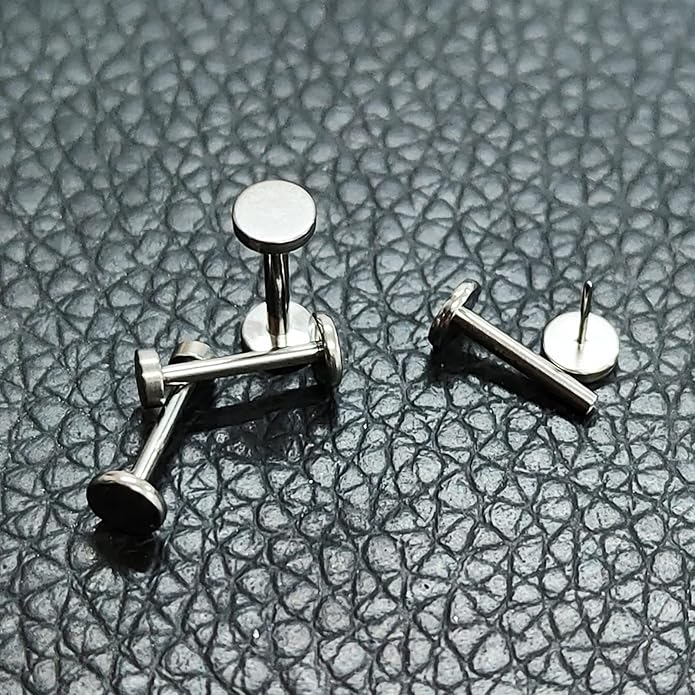3pcs G23 Titanium 20G/18G/16G 6mm/8mm/10mm/12mm Press Fit Threadless Push Pop 2.5mm 3mm 4mm Flat Top 4mm Flat Back Piercing Lip Stud Earring Labret Monroe Lip Ring Tragus Cartilage Earring Stud