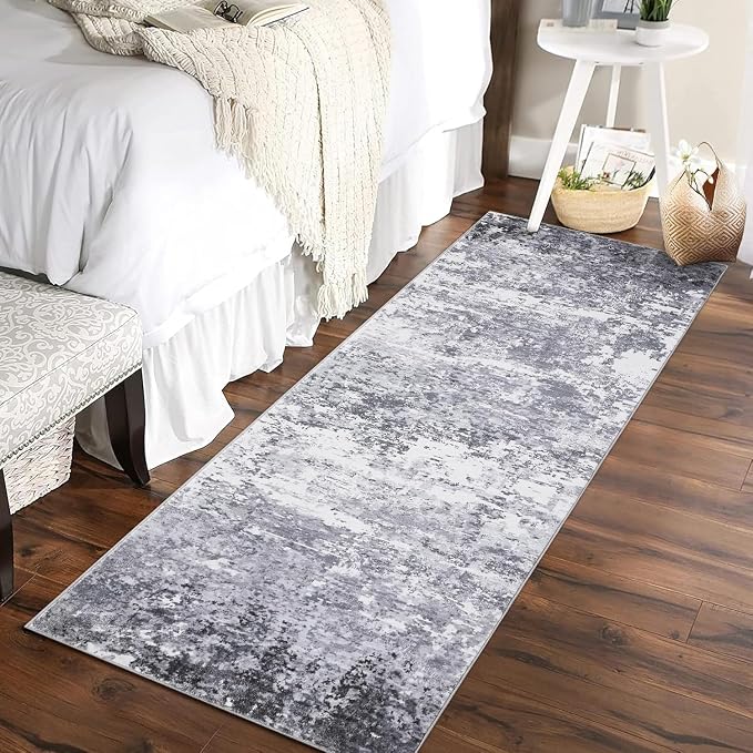 ROYHOME Modern Abstract 2x8 Runner Rug Washable Non Slip Stain Resistant Rug for Hallway Kitchen Bedroom Non Shedding Low Pile Indoor Floor Cover