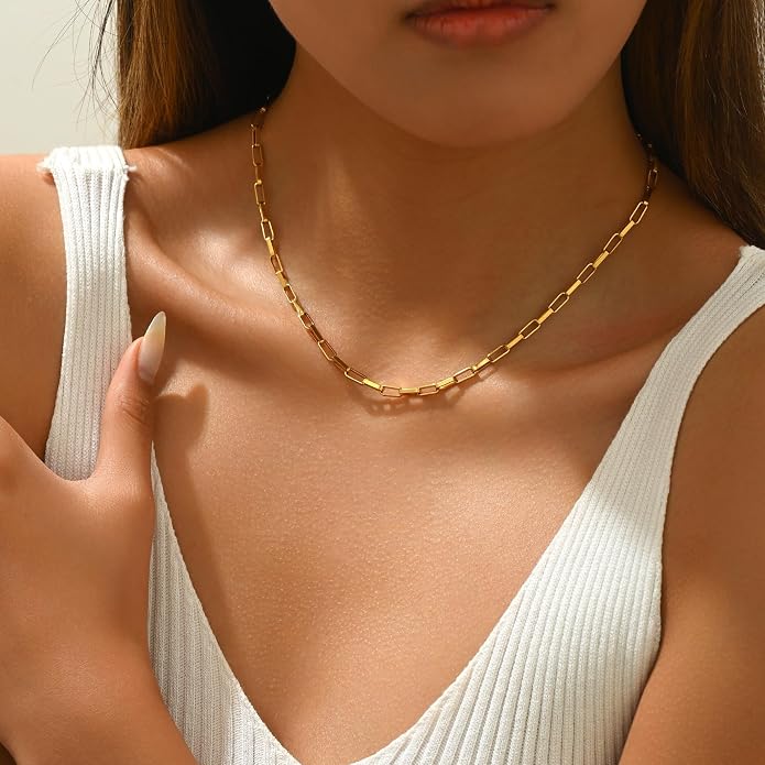 Gold Chain Necklace for Women Dainty Simple Satellite Beaded Twisted Chain Choker Necklace Everyday Jewelry Christmas Gifts