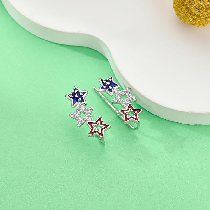 Ear Climbers Earrings for Women Sterling Silver Vintage Ear Crawler Earrings Jewelry Gifts for Women