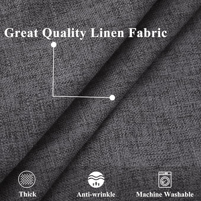 decorUhome Dark Grey Faux Linen Outdoor Throw Pillow Covers 20x20 Set of 2 | Fall Decorative Textured Neutral Modern Farmhouse Pillow Covers with Stitched Edge for Couch Sofa Bed Living Room