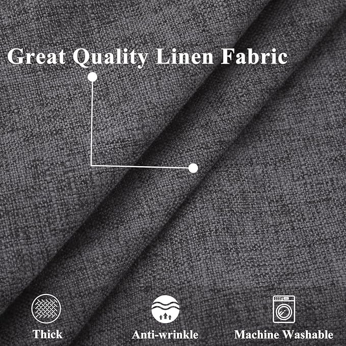 decorUhome Dark Grey Faux Linen Outdoor Throw Pillow Covers 22x22 Set of 2 | Fall Decorative Textured Neutral Modern Farmhouse Pillow Covers with Stitched Edge for Couch Sofa Bed Living Room