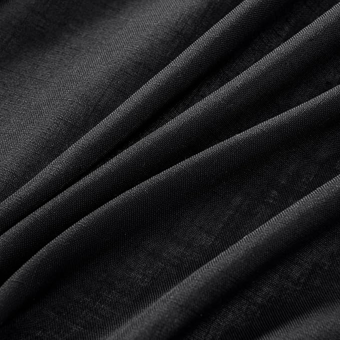 MIULEE Black Linen Curtains 84 Inch Length 2 Panels for Bedroom Living Room, Soft Thick Linen Textured Back Tab Window Drapes Semi Sheer Light Filtering Rod Pocket Modern Farmhouse Halloween Decor