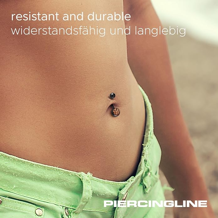 PIERCINGLINE Belly Button Piercing Leopard print surgical steel skin-safe