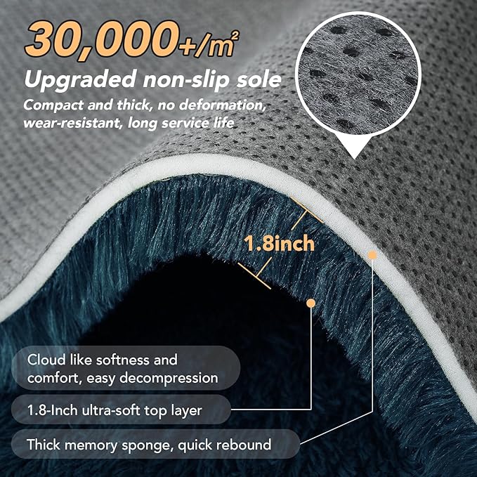 10x14 Navy Blue Area Rug for Living Room - Extra Large Thick Carpet | Luxurious Soft Feel - Shaggy Modern Decor - Warm and Inviting